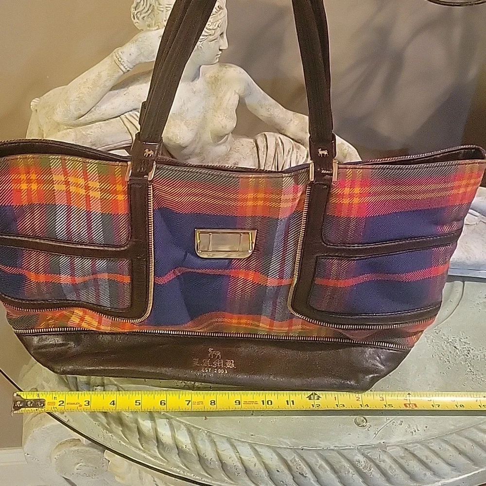 L.A.M.B. Gwen Stefani Plaid Leather  Satchel Shoulder Bag Designer Celebrity  75 - Picture 15 of 15